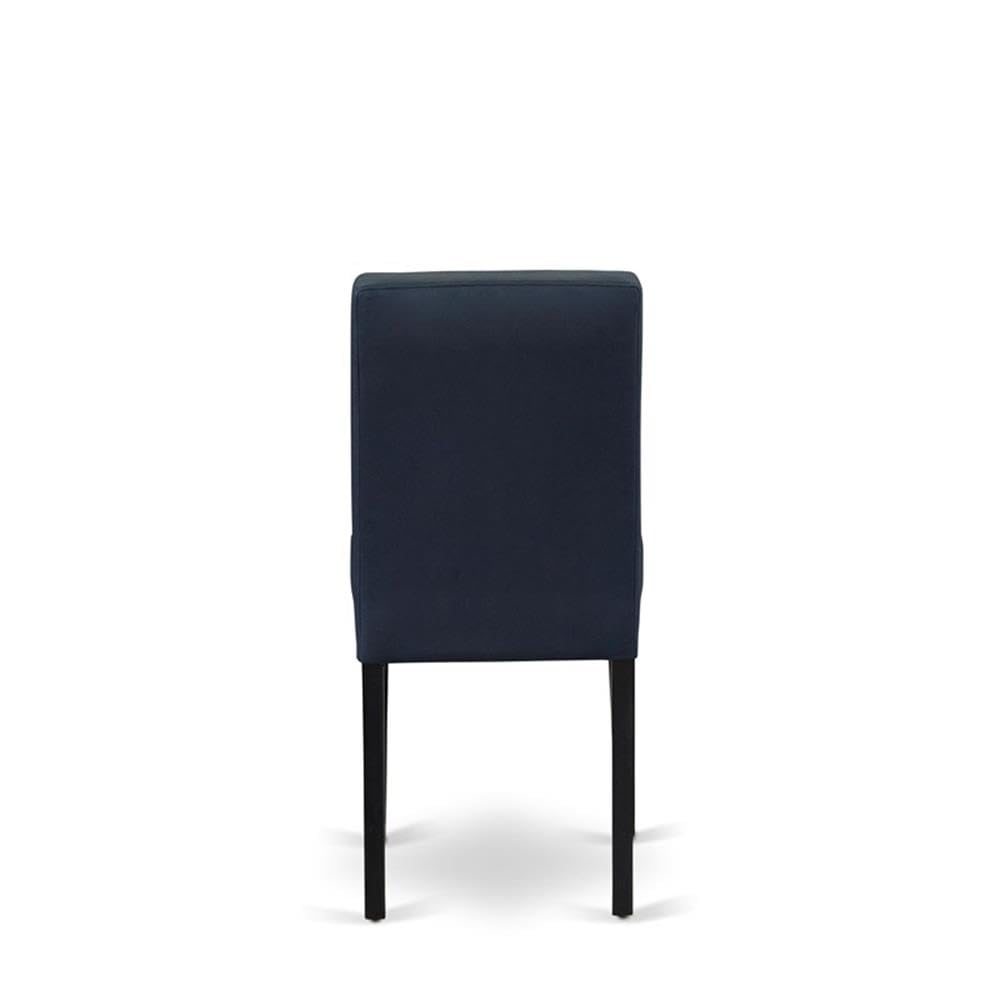 Dark Navy Blue Polyester Fabric Padded Chairs Set of 2 W4776