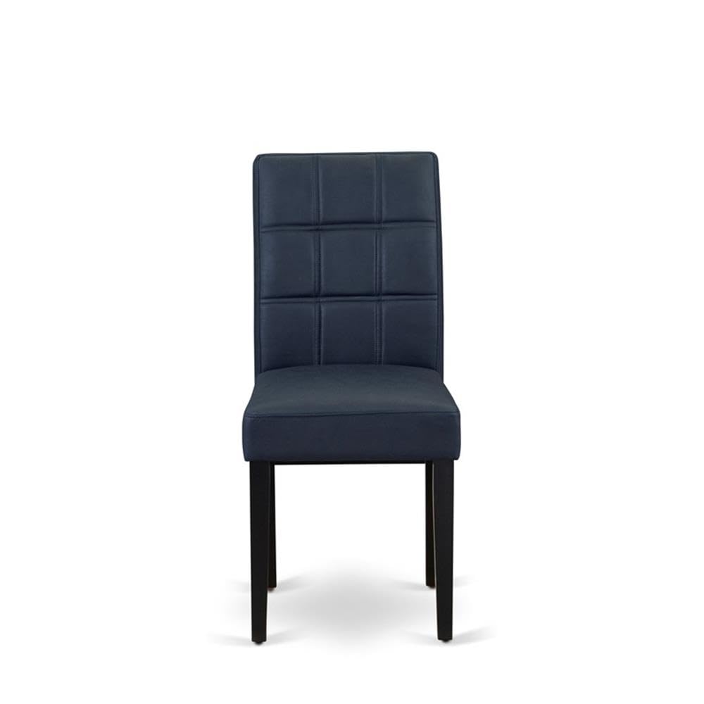 Dark Navy Blue Polyester Fabric Padded Chairs Set of 2 W4776