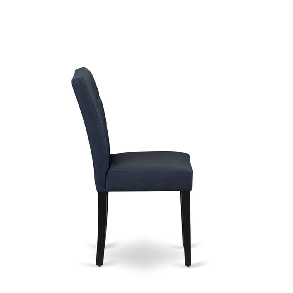 Dark Navy Blue Polyester Fabric Padded Chairs Set of 2 W4776