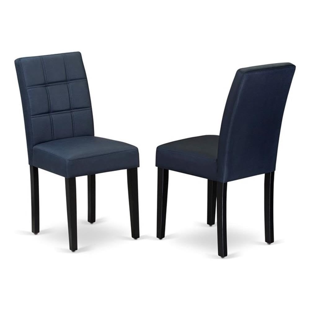 Dark Navy Blue Polyester Fabric Padded Chairs Set of 2 W4776