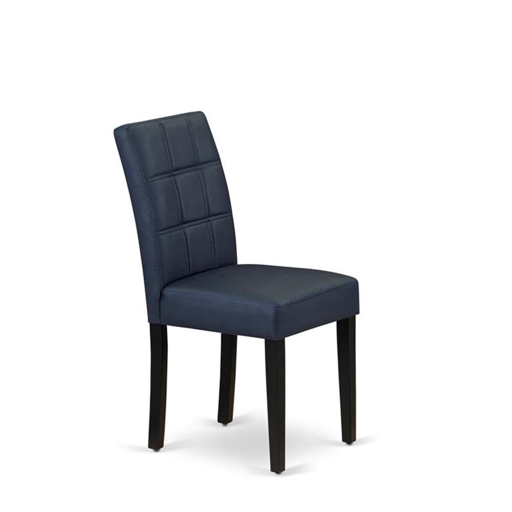 Dark Navy Blue Polyester Fabric Padded Chairs Set of 2 W4776