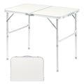 Aluminum Folding Table, Portable and Adjustable Rectangle Table, White (3FT) O46957