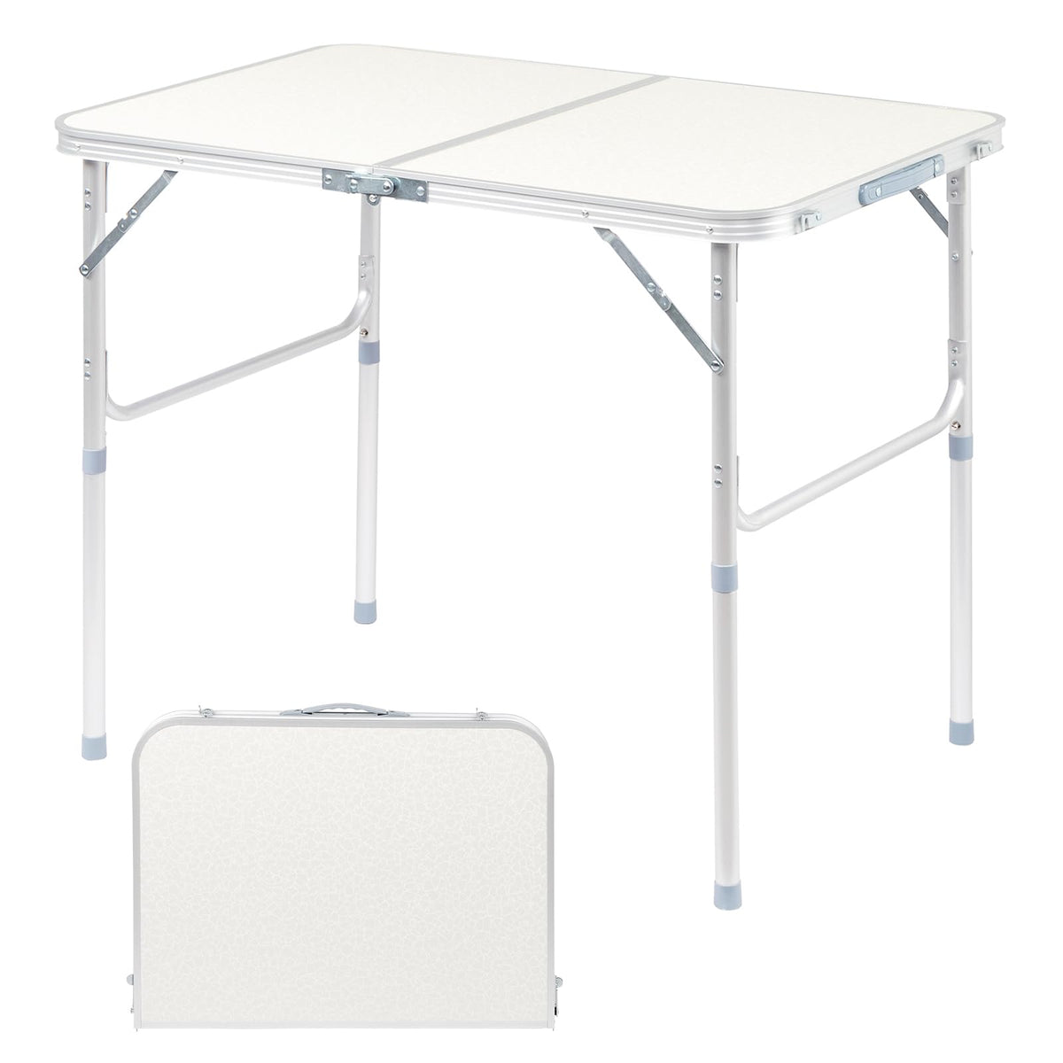 Aluminum Folding Table, Portable and Adjustable Rectangle Table, White (3FT) O46957