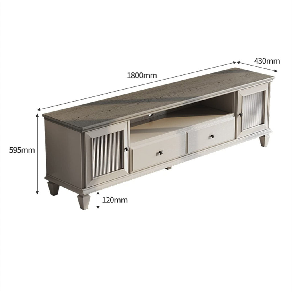 Modern TV Stand with 2 Drawers, 2 Storage Cabinets & 1 Open Shelf X591