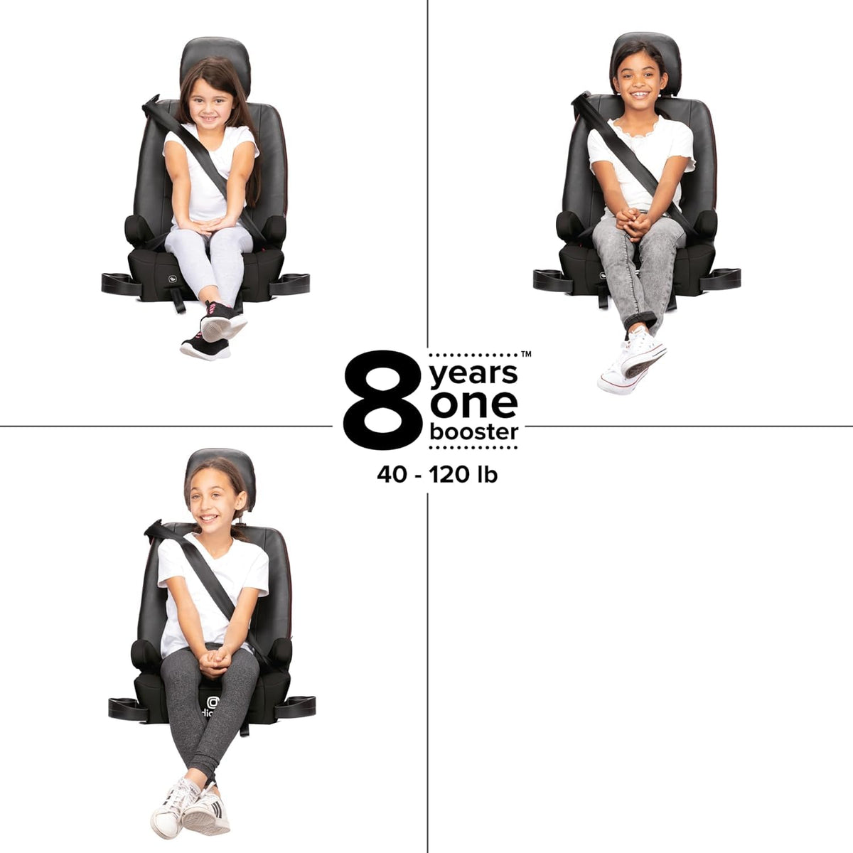 Black Backless Belt-Positioning Booster Seat B708