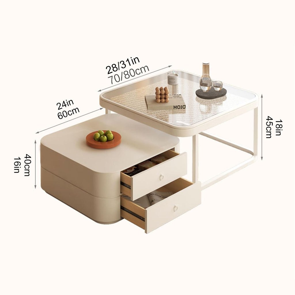 Brown Glass Coffee Table Set of 2 I921
