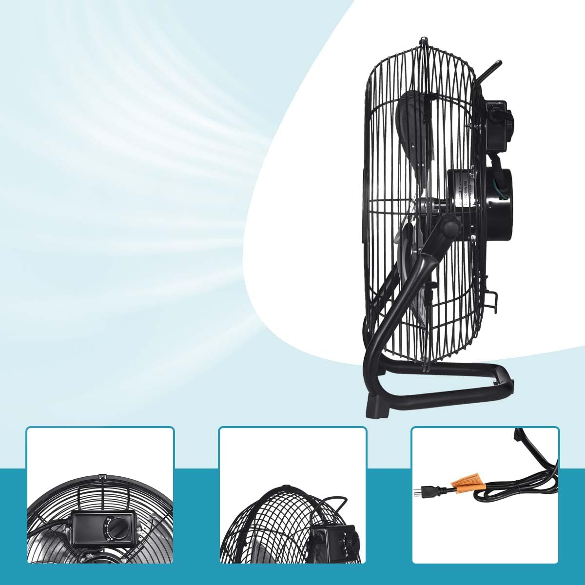 20 in. 3 Speed Metal Floor Fan with Tilting Head R53205