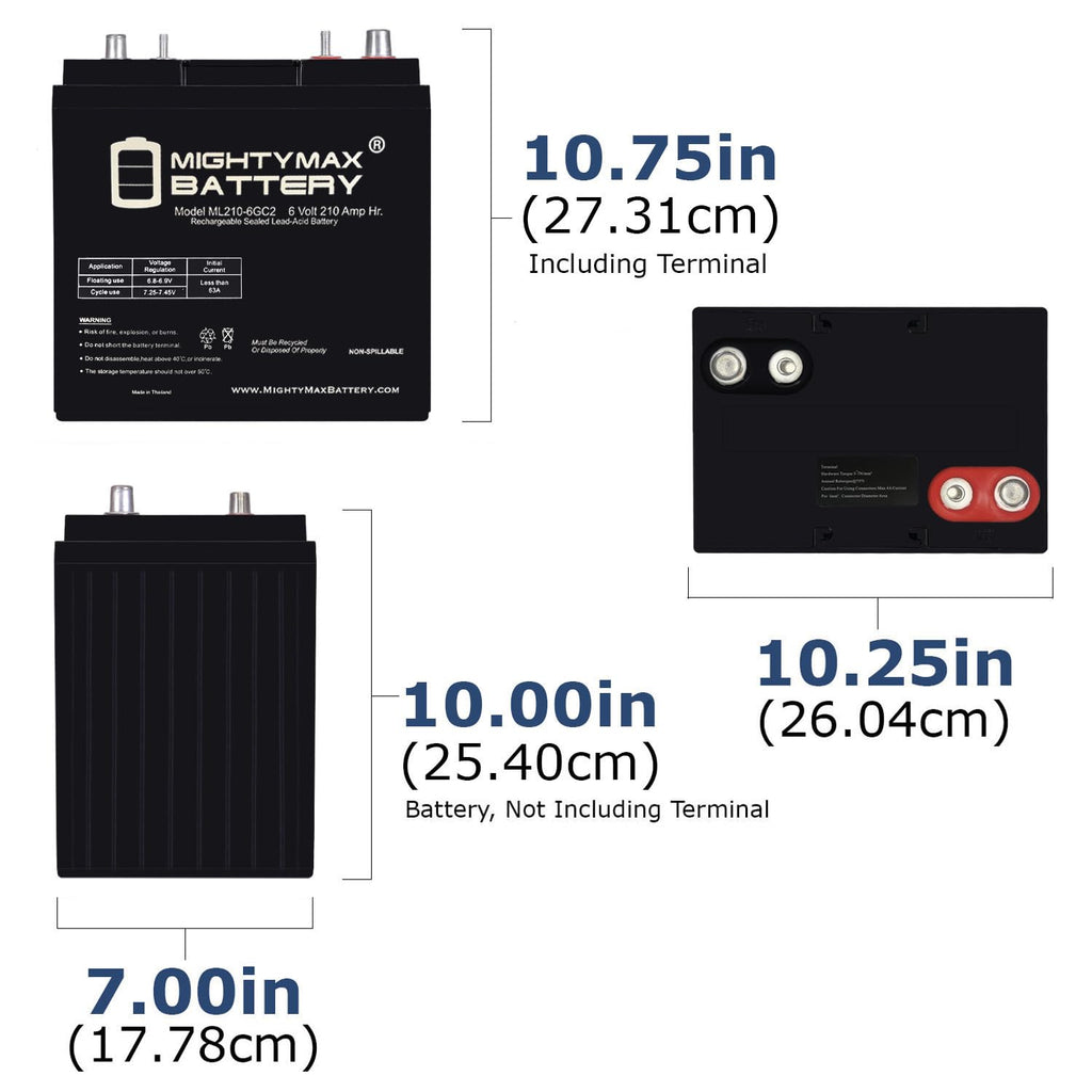 6V 210AH Dual Terminal SLA Deep Cycle Battery 4 Pack A267