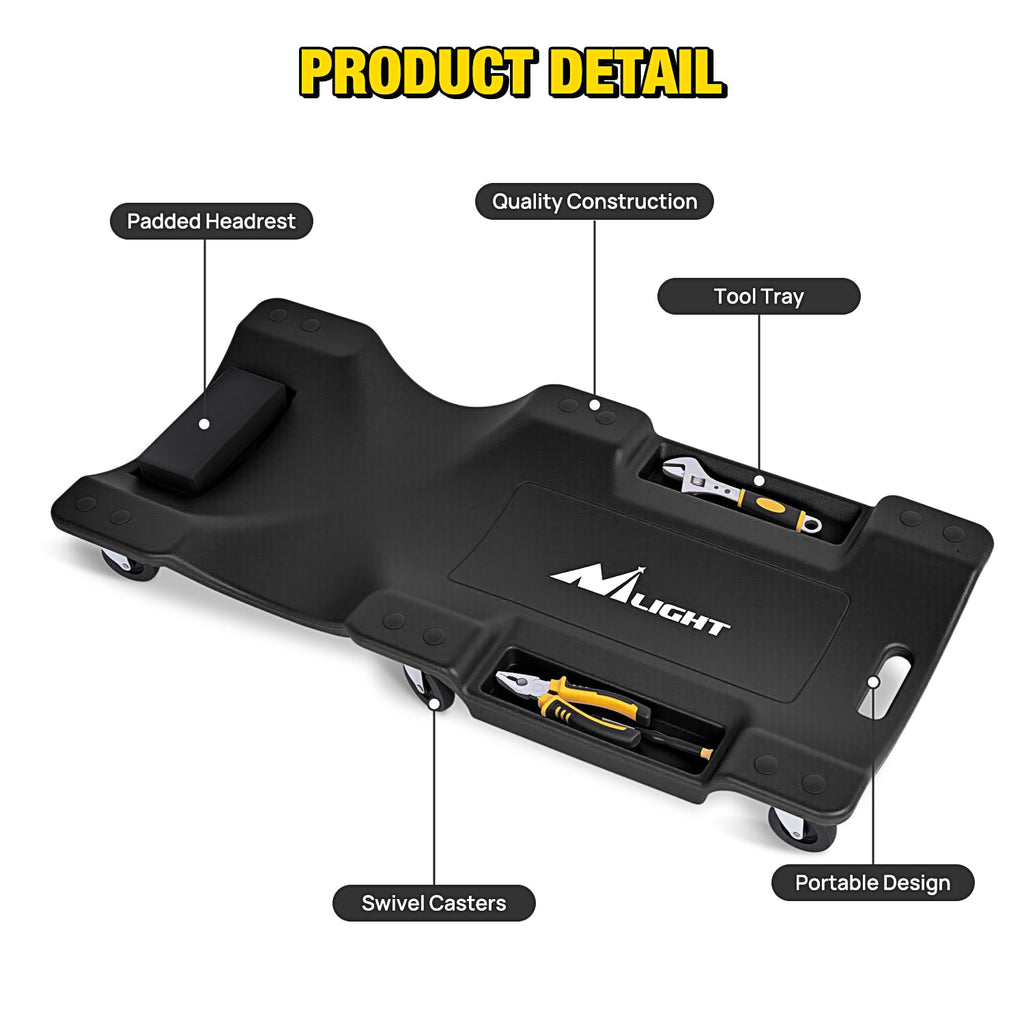 40" Mechanic Plastic Creeper with Padded Headrest L2543