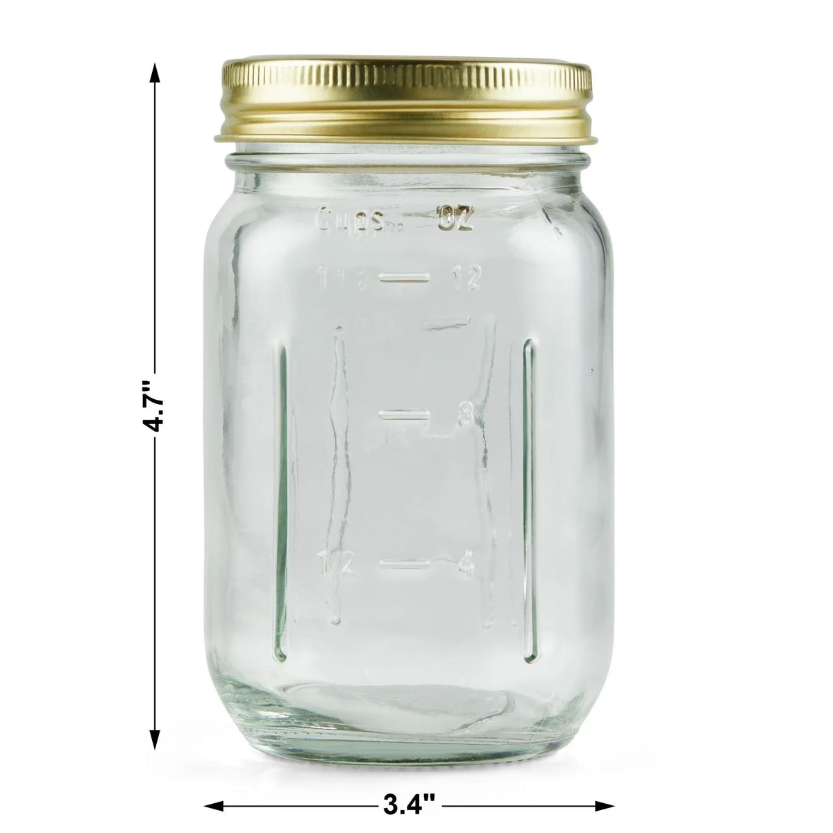 16 oz Regular Mouth Glass Canning Jars with Lids and Rings, 12-Pack W4638