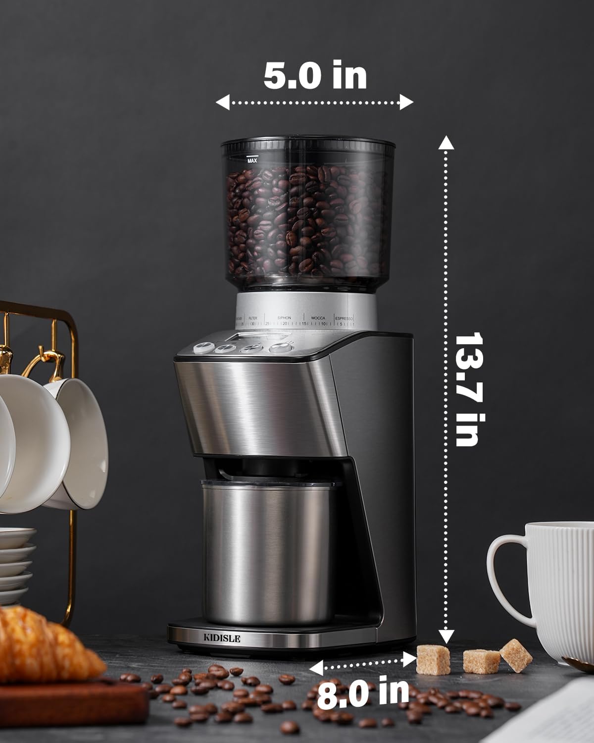 Electric Conical Burr Coffee Grinder with 51 Grind Settings C953574