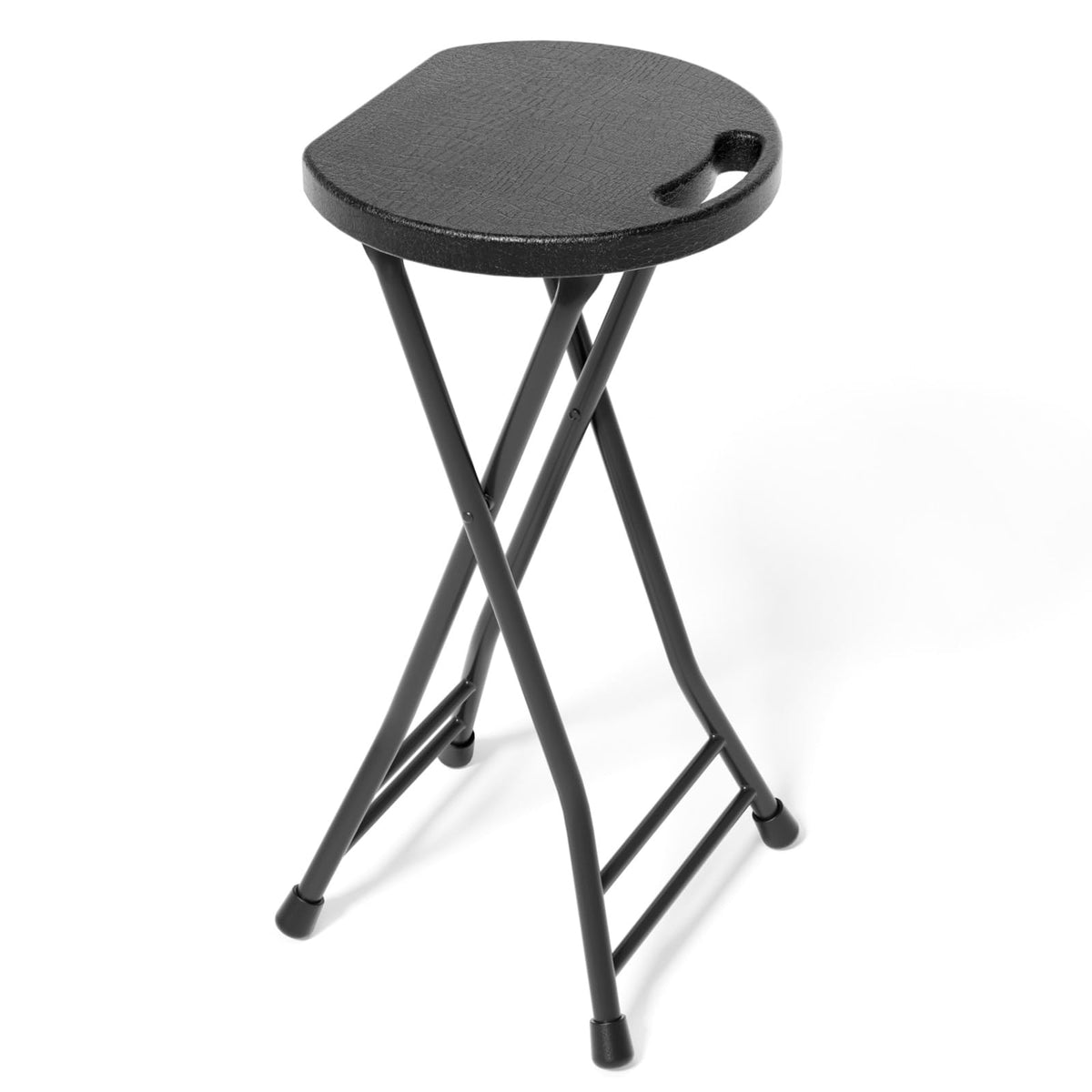 24 Inch Folding Stool 500LBS Capacity Portable Collapsible Stool Black S28703