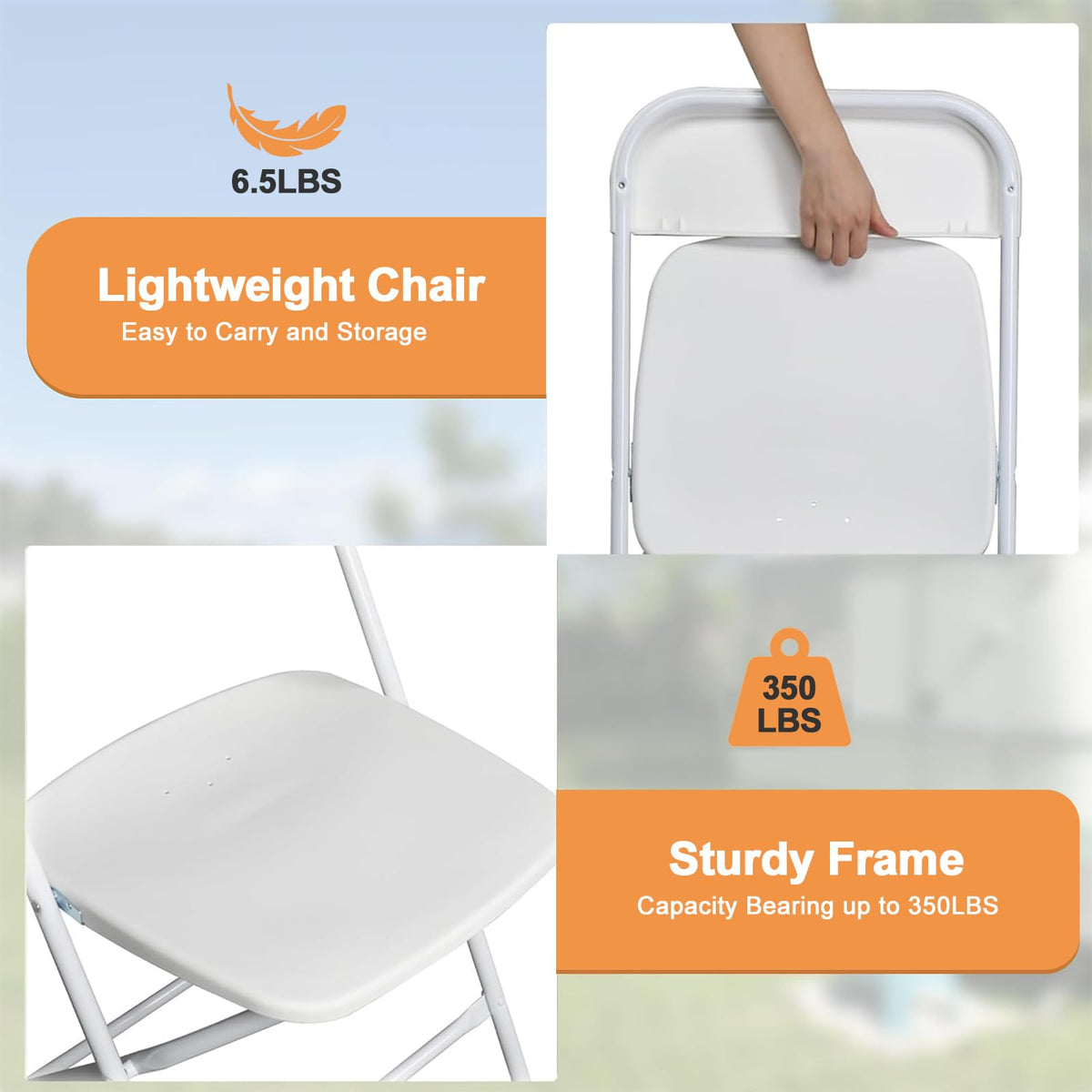 White 10 Pack Folding Chairs with Steel Frame B7251