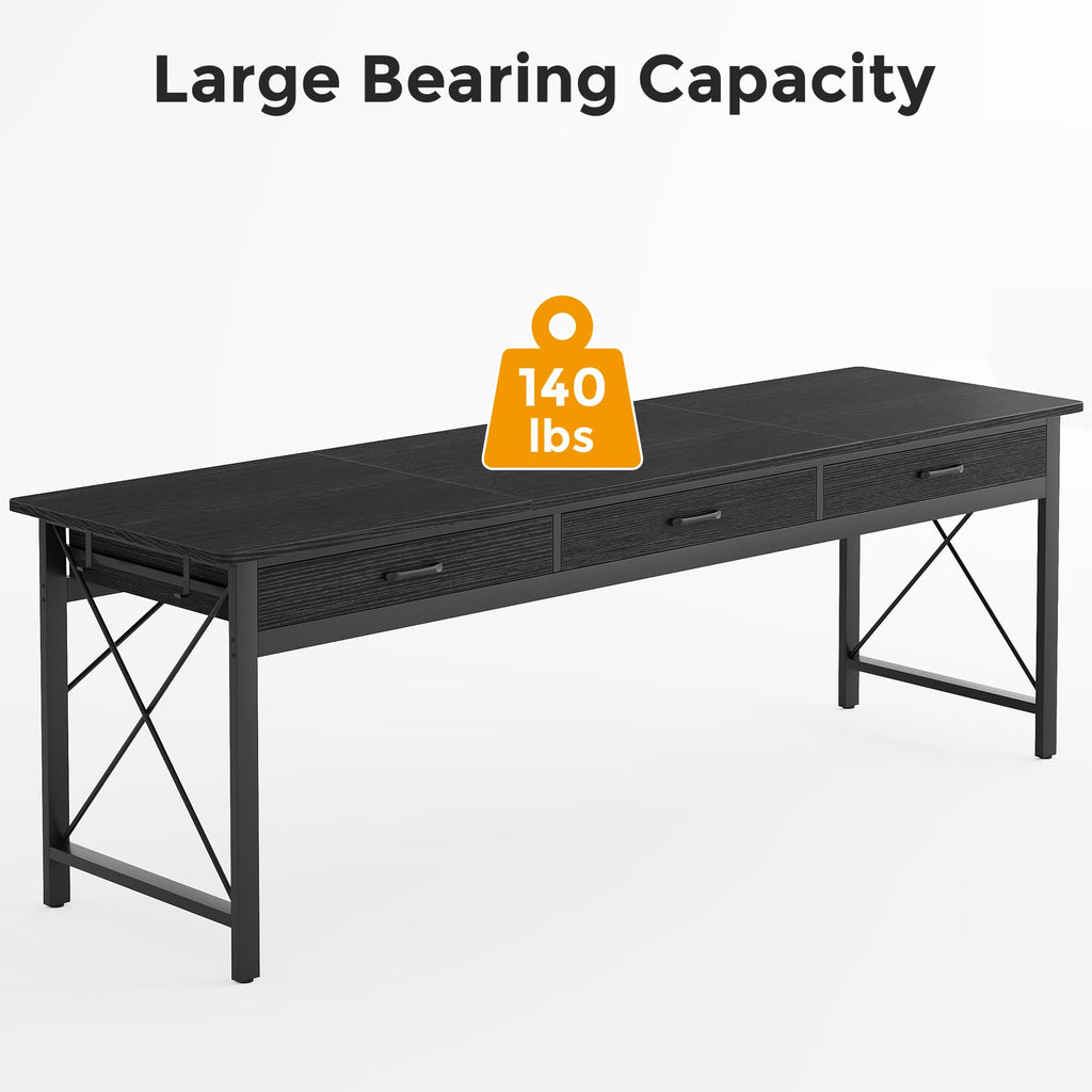 78.7 inch Black Computer Desk with 3 Drawers S3355