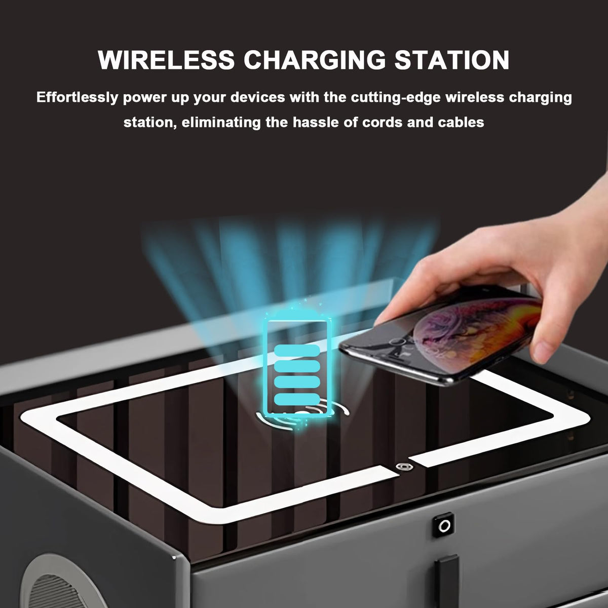 Orange 3 Drawer Nightstand with Wireless Charging and USB Port P5263