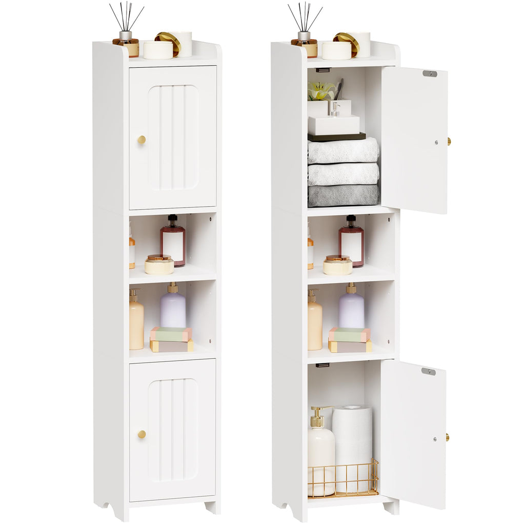 Slim Bathroom Storage Cabinet with 2 Doors and Adjustable Shelf Z633000