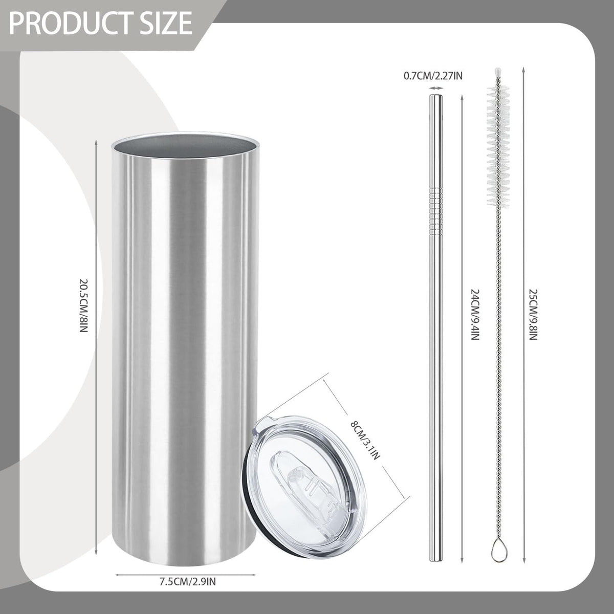 16 Pack 20oz Stainless Steel Insulated Tumblers with Lid and Straw V4437