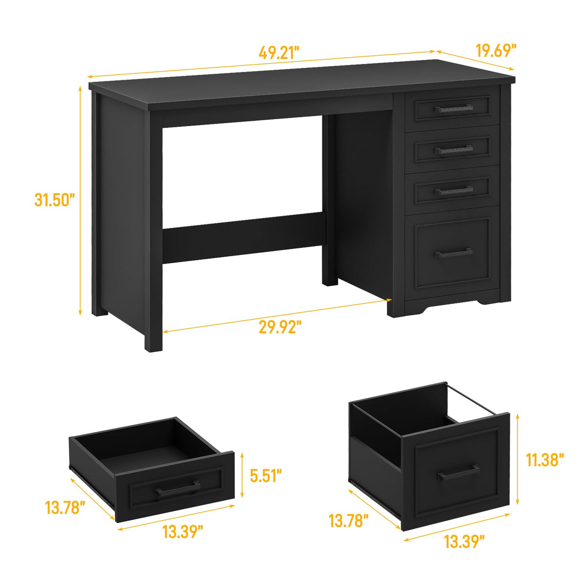 Black Executive Desk with File Drawer J731908