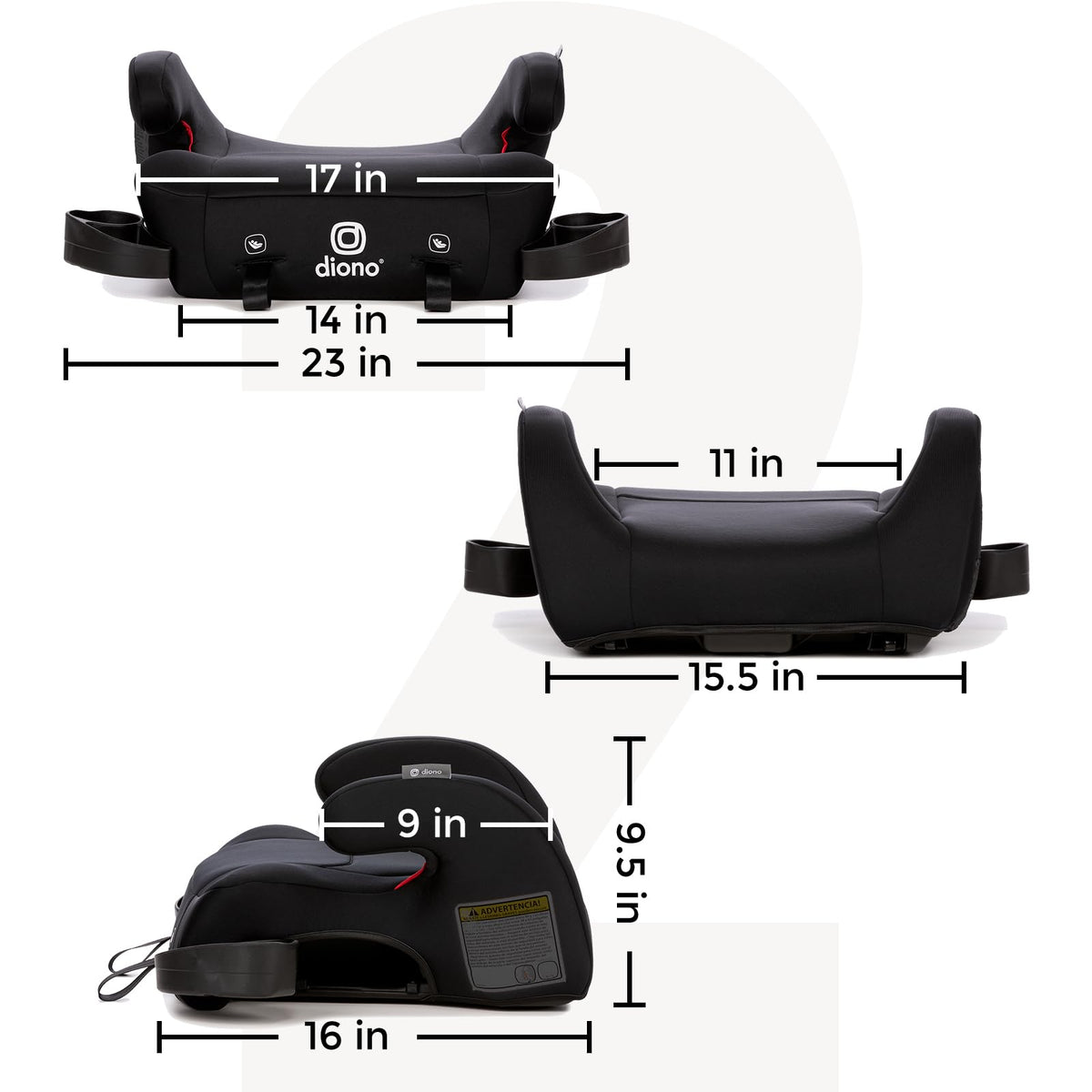 Black Backless Belt-Positioning Booster Seat B708