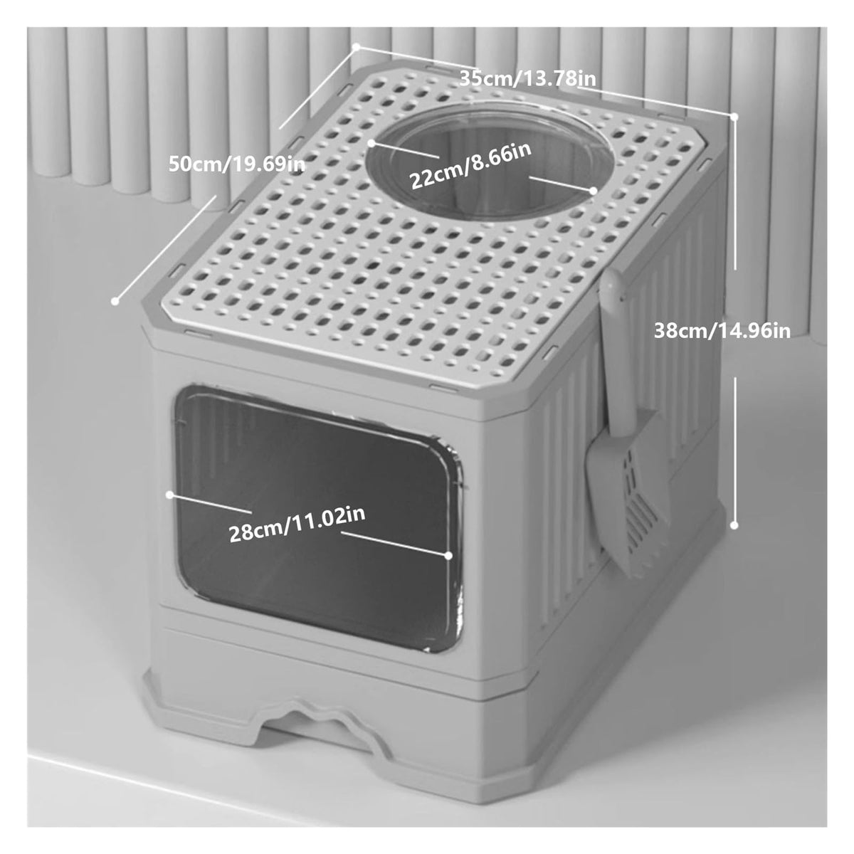Foldable Cat Litter Box with Lid and Scoop E415