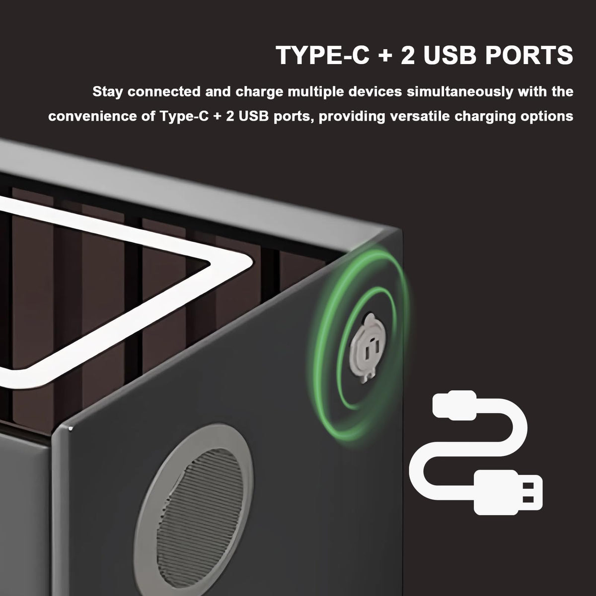 Orange 3 Drawer Nightstand with Wireless Charging and USB Port P5263