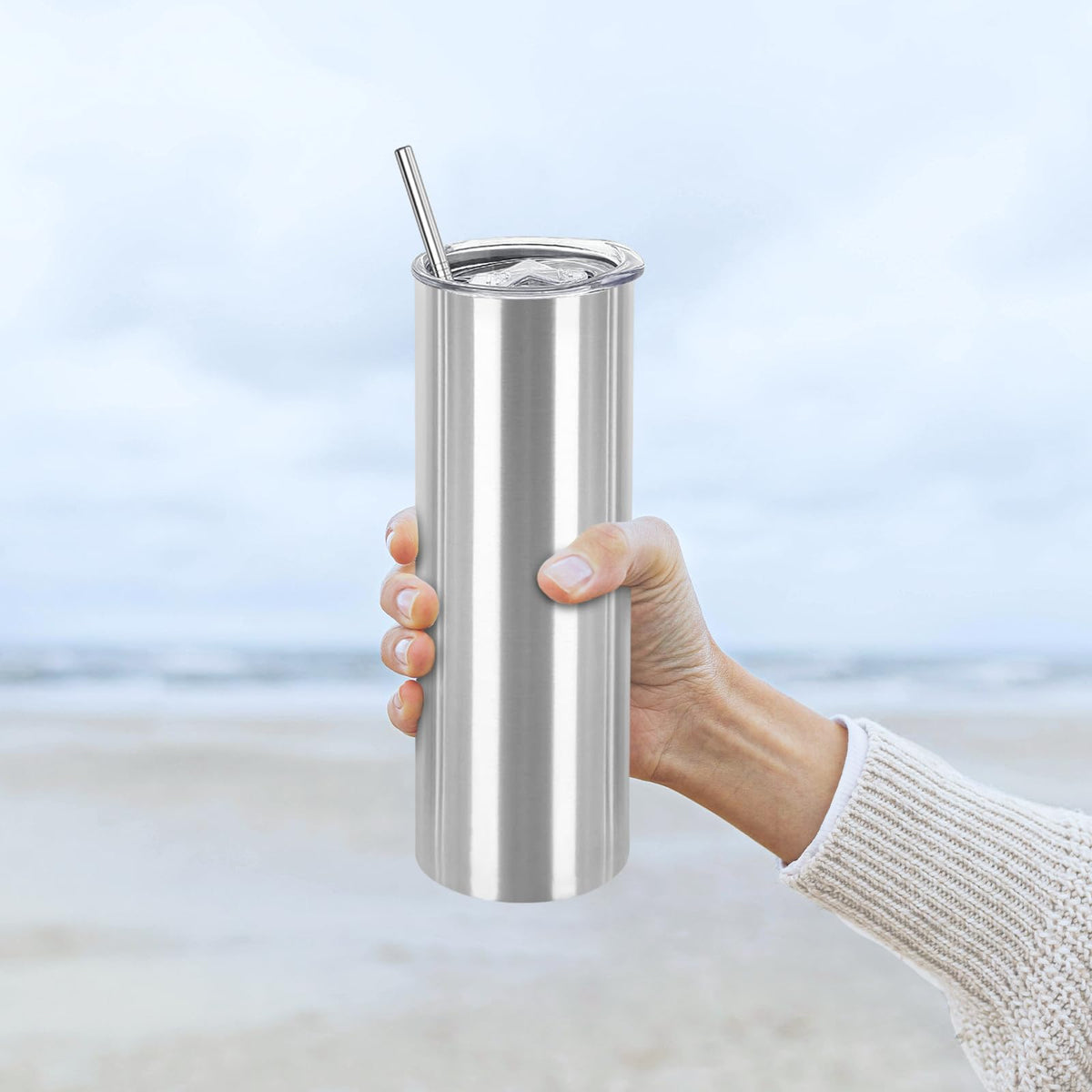 16 Pack 20oz Stainless Steel Insulated Tumblers with Lid and Straw V4437