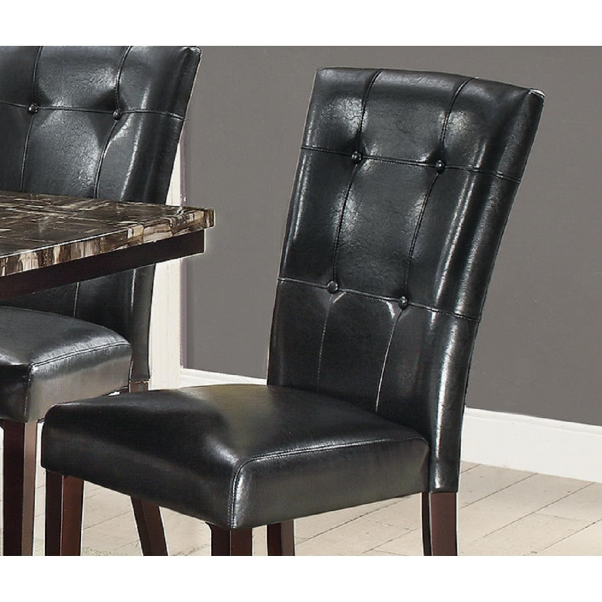 Black Faux Leather Parson Chairs Set of 2 D9463