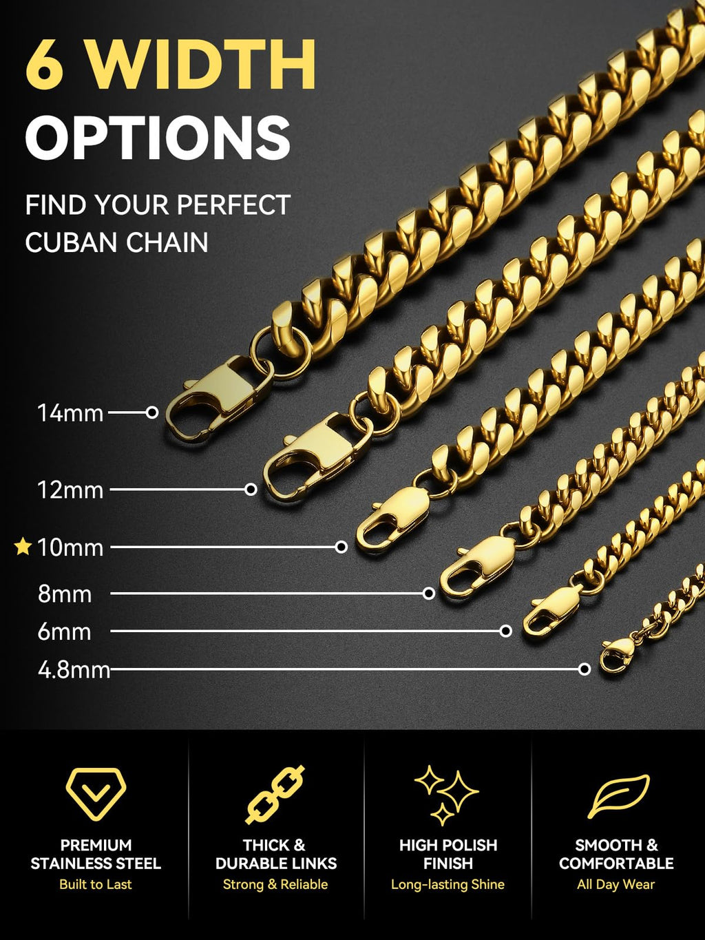 Stainless Steel Cuban Link Chain Necklace G52853