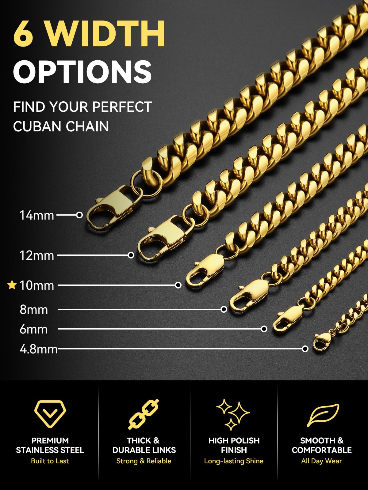 Stainless Steel Cuban Link Chain Necklace G52853