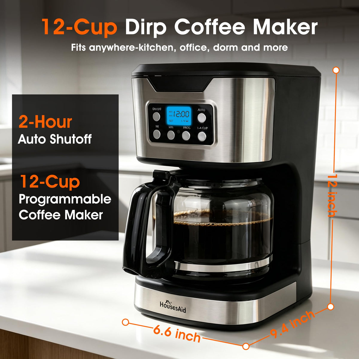 Black Stainless Steel Programmable Coffee Maker D634821