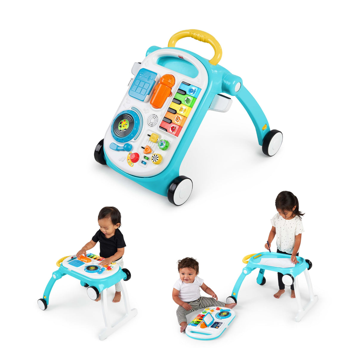 4-in-1 Push Walker Activity Center Toddler Table Floor Toy T3996