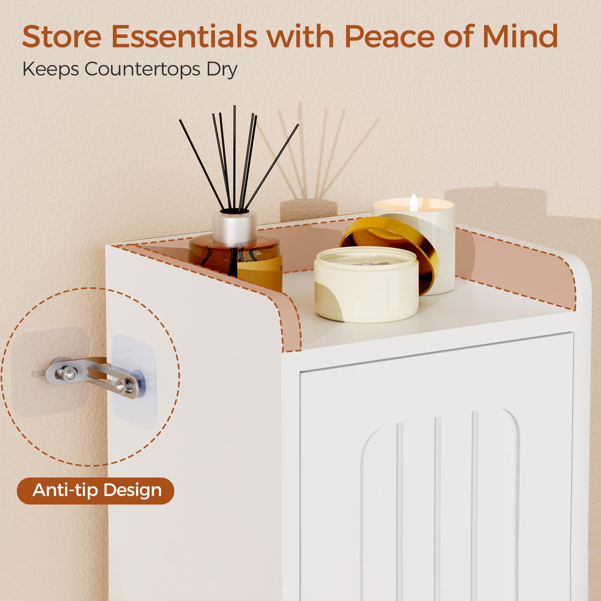 Slim Bathroom Storage Cabinet with 2 Doors and Adjustable Shelf Z633000