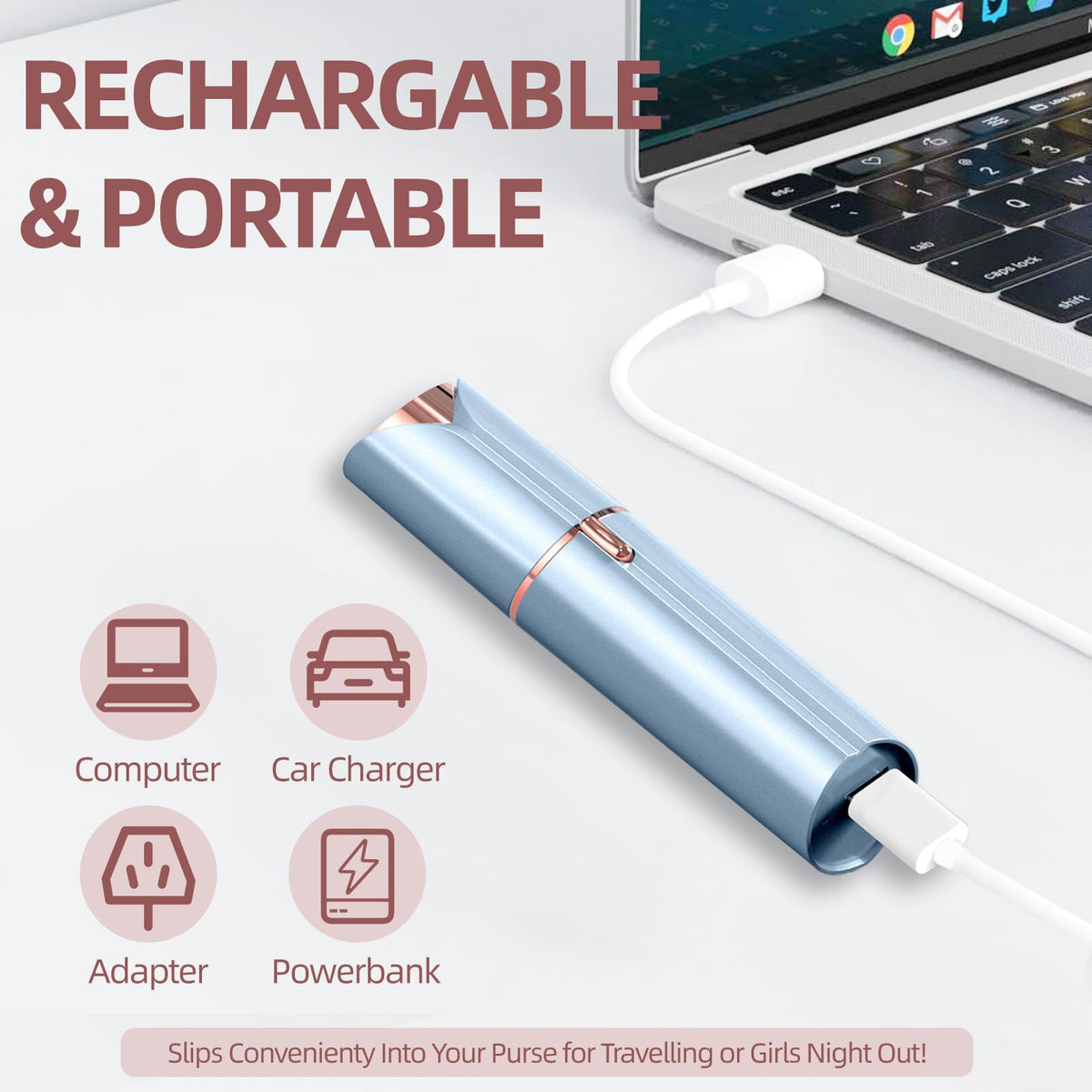 USB Rechargeable Facial Hair Remover with 2 Extra Heads D3584