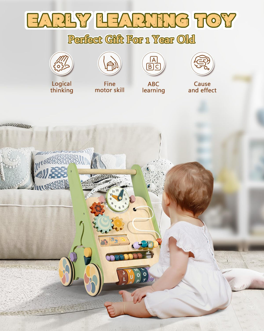 Wooden Push Walker with Wheels Z2059