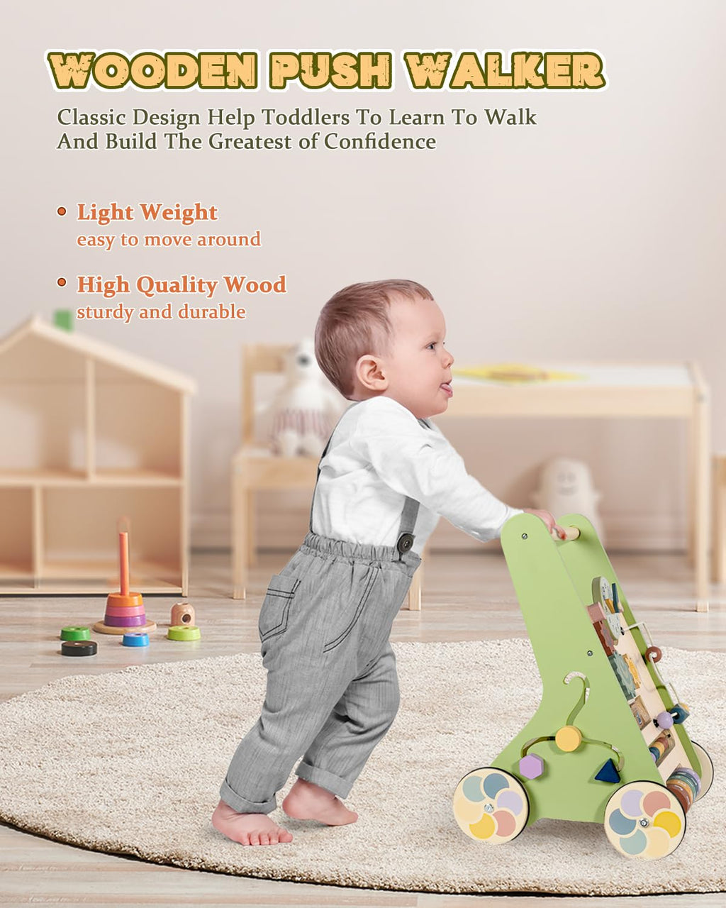 Wooden Push Walker with Wheels Z2059