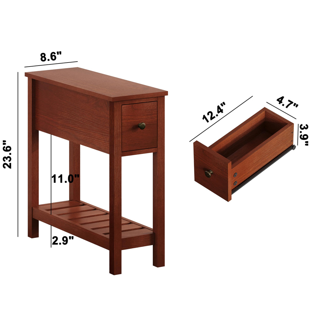 Narrow Side Table with Drawer Set of 2 M860722