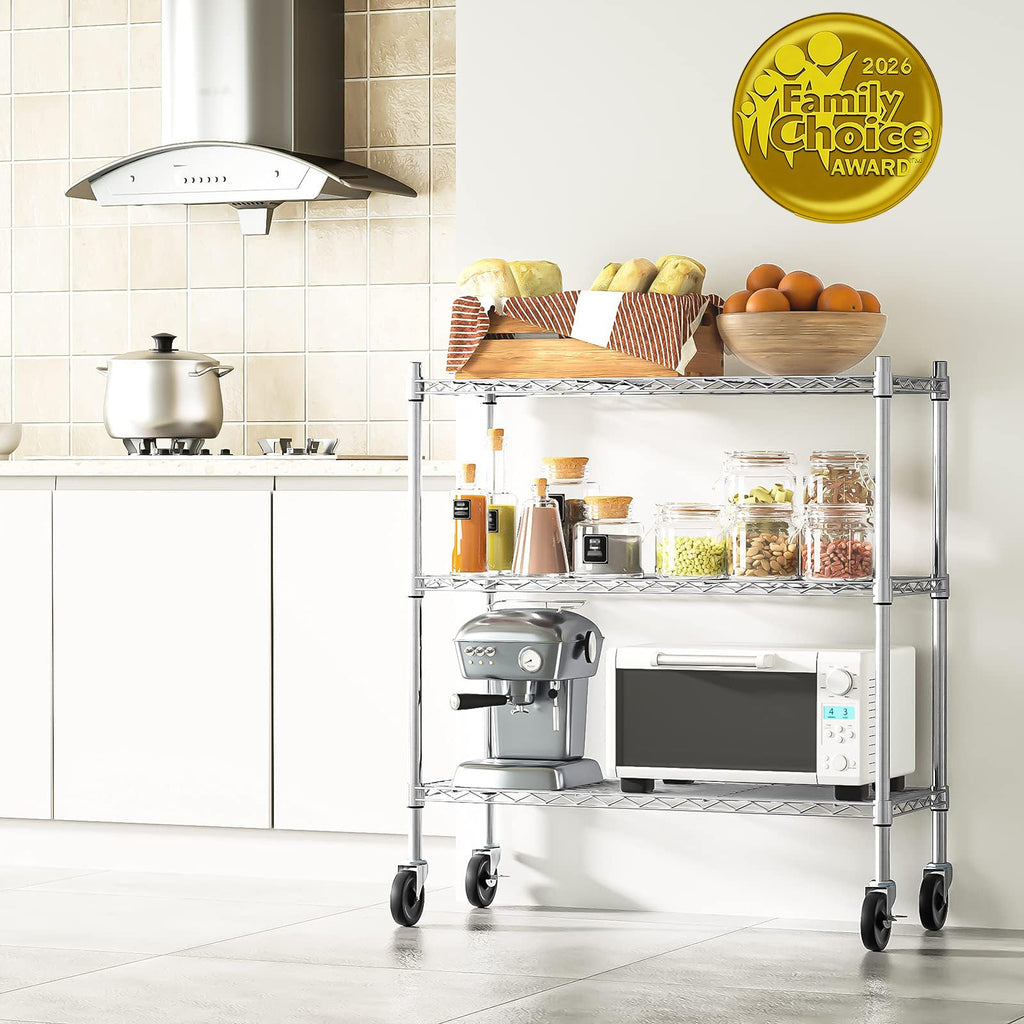 3-Tier Heavy Duty Metal Storage Shelves with Casters L277575