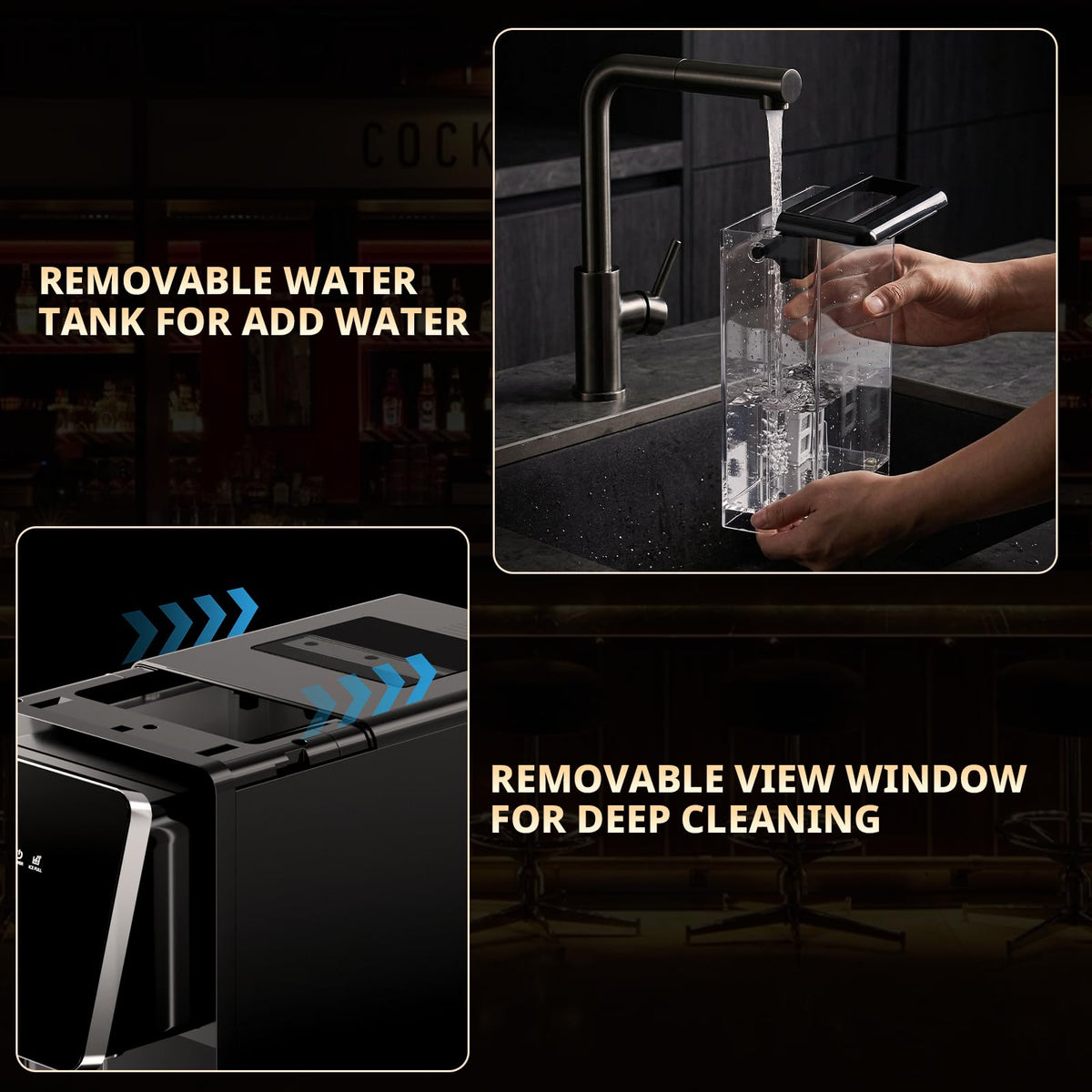 2-in-1 Countertop Ice Maker Machine with Water Dispenser, Black J2263