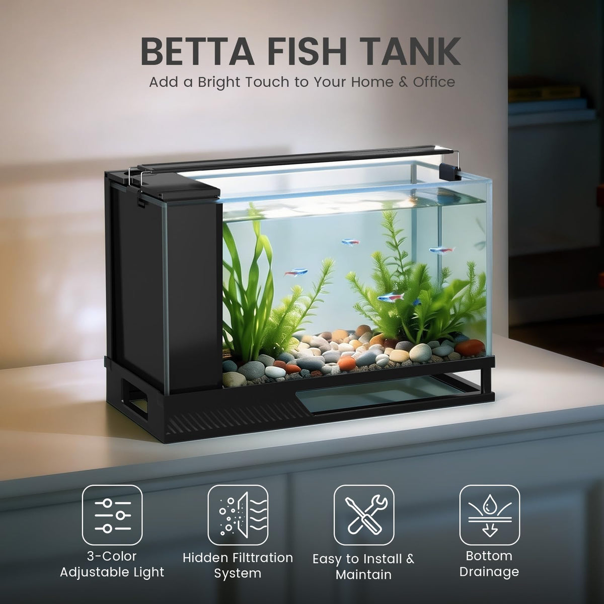 4 Gallon Aquarium Kit with Bottom Drainage L18989