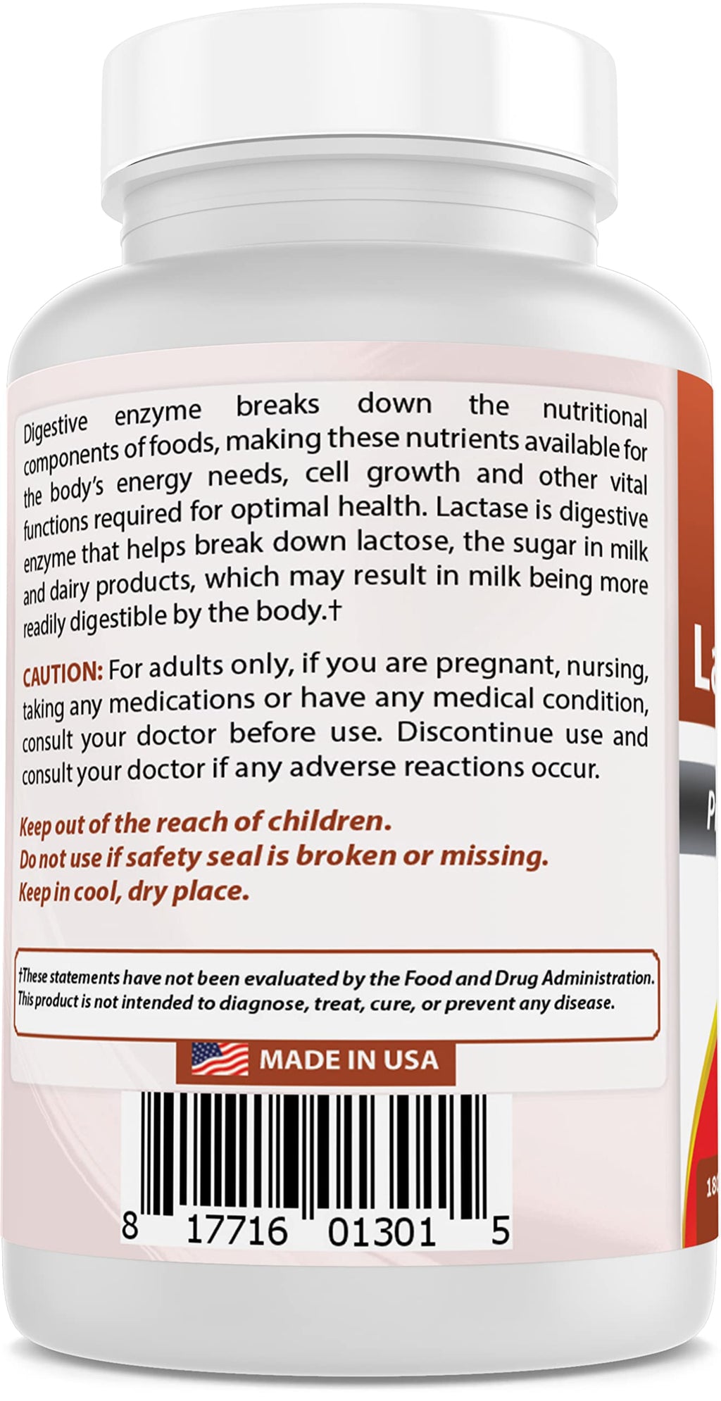 Lactose Intolerance Relief Tablets with Lactase Enzyme, 180 Count V7628