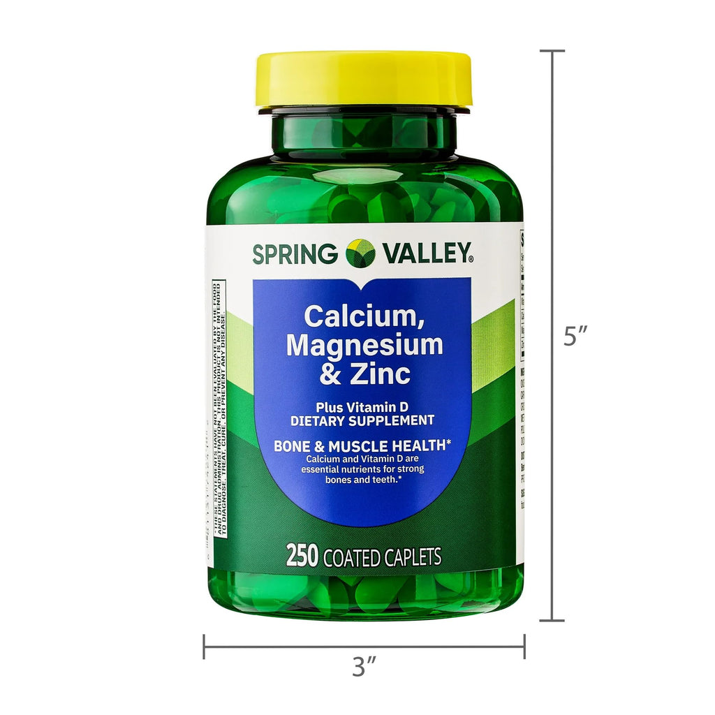 Calcium Magnesium Zinc Vitamin D3 Caplets 250 Count D872