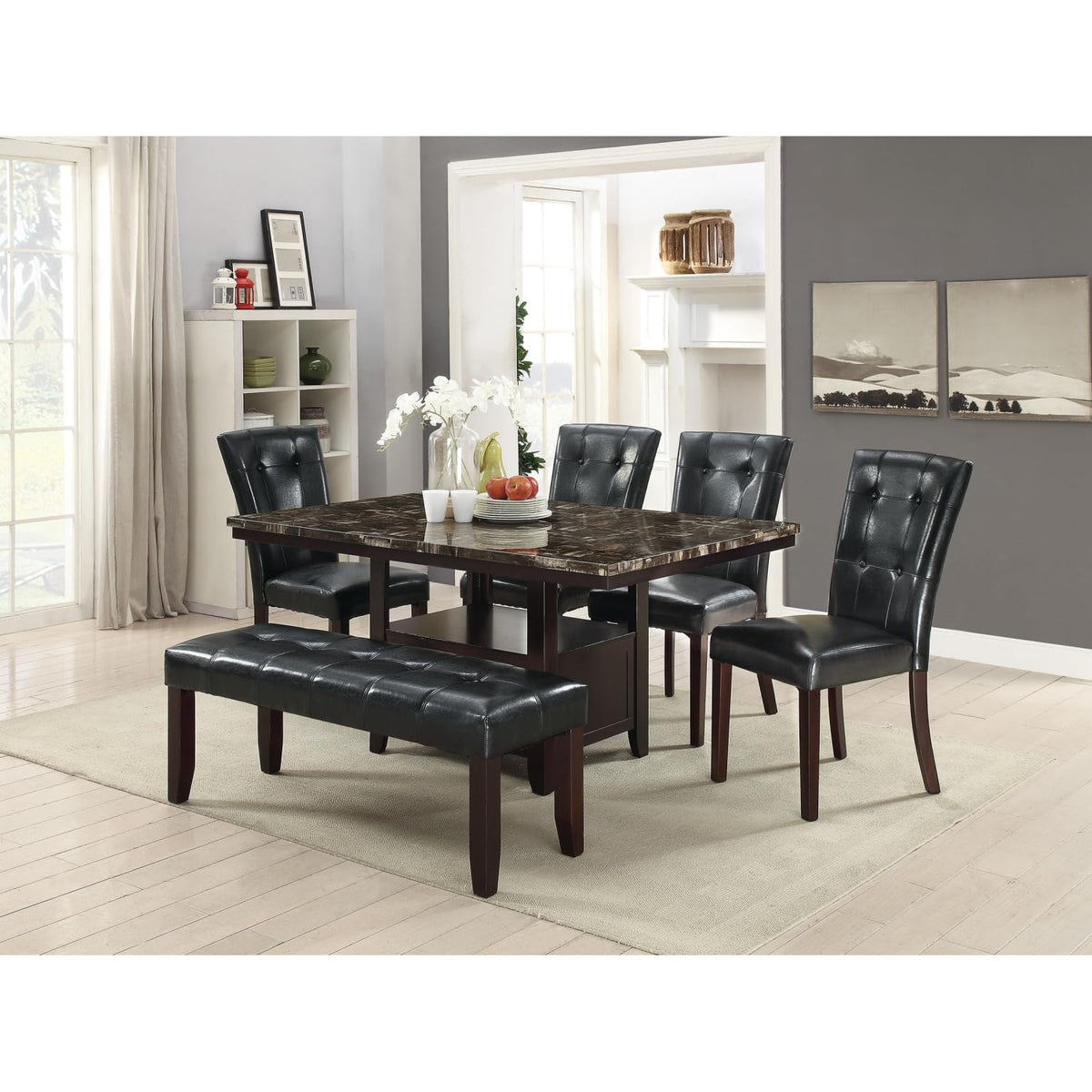 Black Faux Leather Parson Chairs Set of 2 D9463