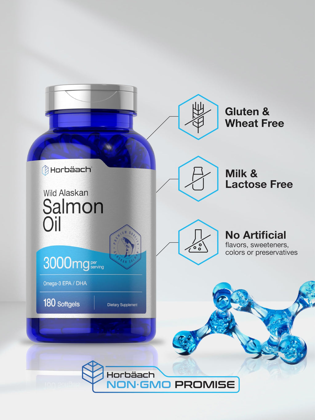 Wild Alaskan Salmon Fish Oil 3000mg 180 Softgel Capsules B844