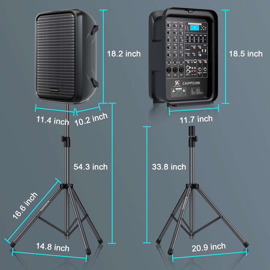 300W 8-Channel Bluetooth PA Speaker System with 8" Subwoofer and 1" Horn Tweeter N634822