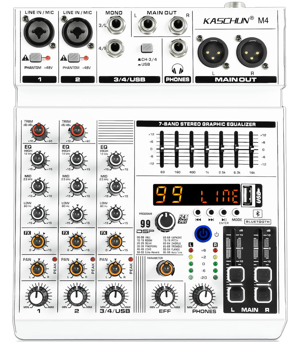 4-Channel Bluetooth Audio Mixer with XLR USB Interface G43991