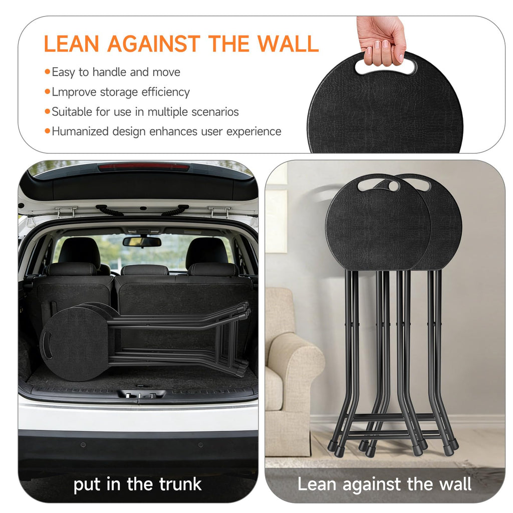 24 Inch Folding Stool 500LBS Capacity Portable Collapsible Stool Black S28703