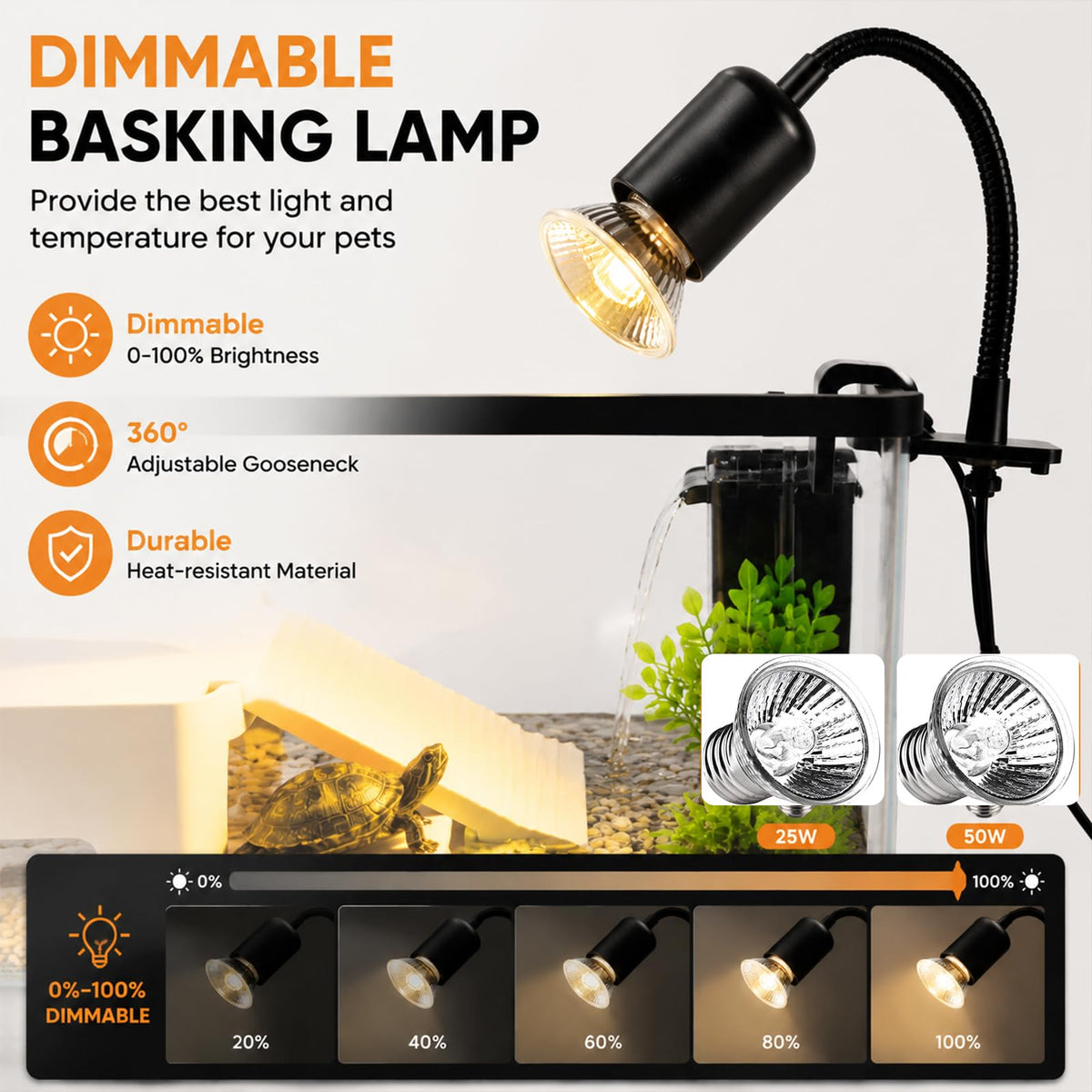 Acrylic Aquarium Starter Kit with UVB/UVA Lamp, Filter, Basking Platform & Lid Y138522