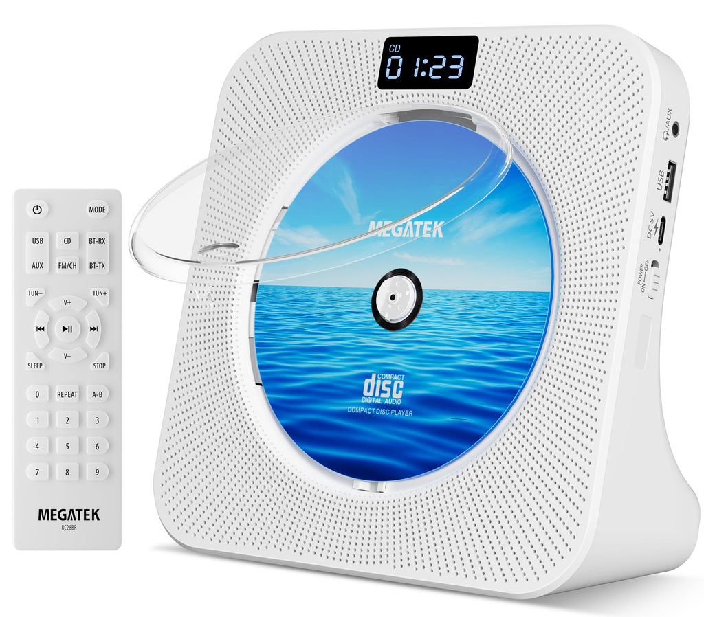 Portable CD Player with Bluetooth FM Radio USB White O632590