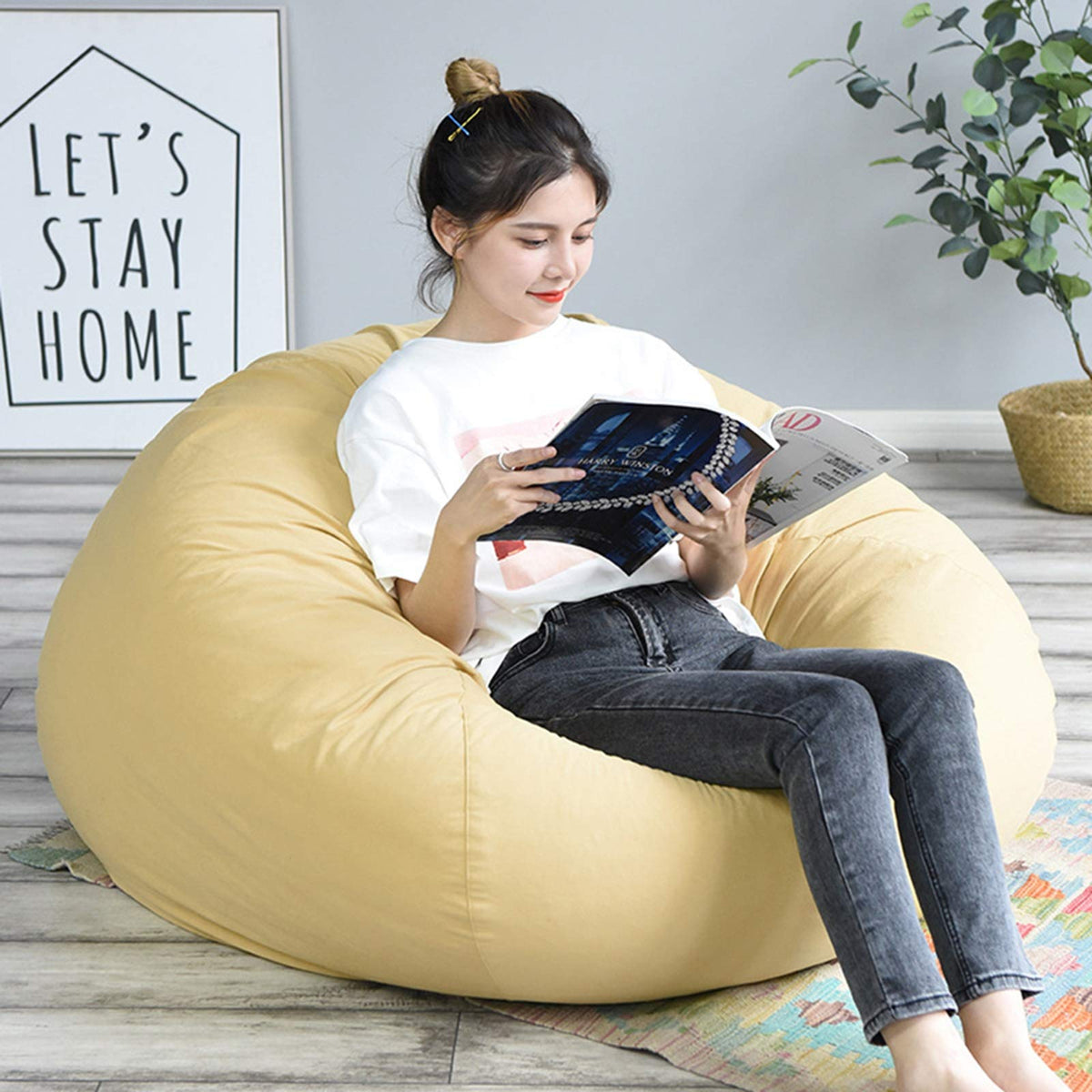 Yellow Large Bean Bag Chair Cover F315