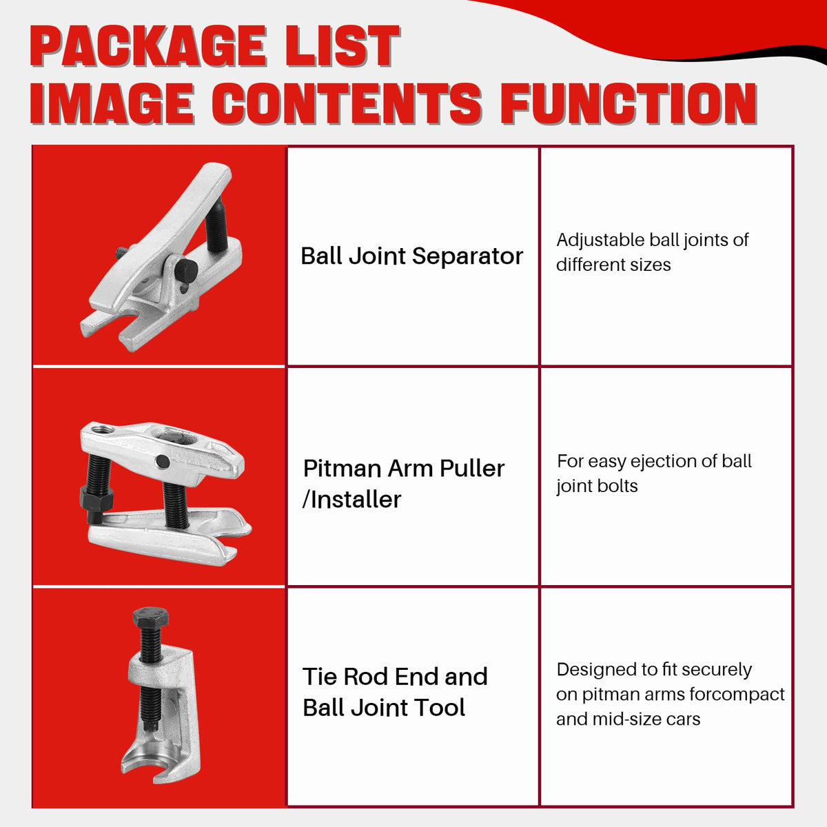 Heavy Duty Disc Brake Caliper Tool Set & Ball Joint Separator Tool Kit O84025